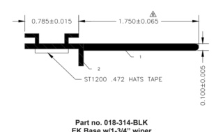 018-314-BLK EK SEAL BASE WITH 1.75" WIPER BLACK 1/2" X 1-3/4" X 35 FT