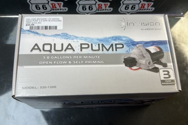320-1200 INVISION 12V WATER AQUA PUMP 3.0 GPM W/STRAINER